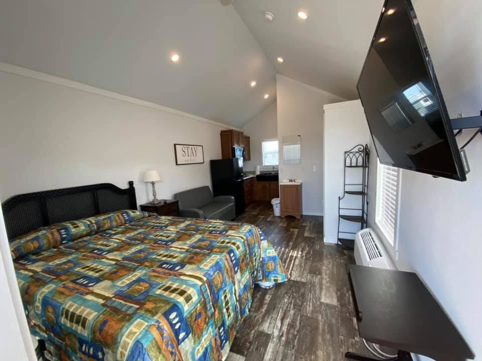 Cabin bedroom with queen bed